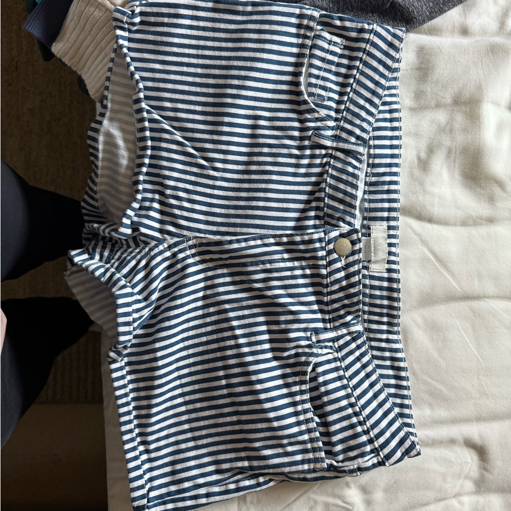 H&M Blue and White Striped Shorts